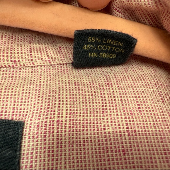 Roundtree Yorke Pink Linen Blend Casuals Short Sleeve Button Up Shirt - Picture 6 of 8